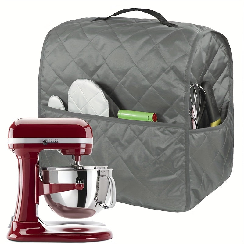 Protect and store your stand mixer with our dust cover featuring accessory storage pockets. Compatible with 4.5-5 quart tilt head and bowl lift mixers, this cover has a protective quilted design that is easy to clean and portable for convenience.