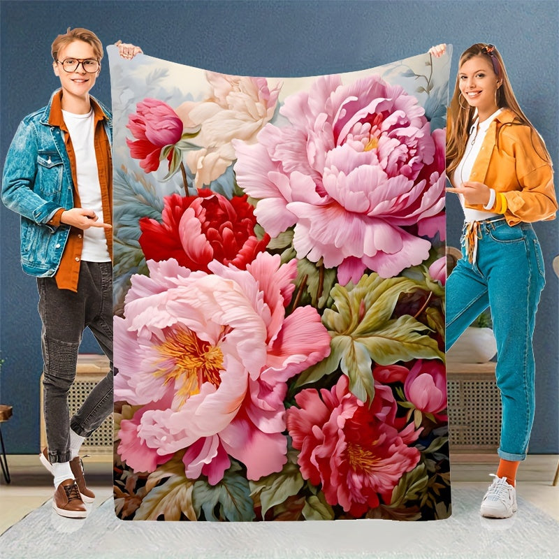 Soft and durable flannel throw blanket featuring a charming floral print. This versatile blanket is perfect for all seasons and can be used on the couch or bed. Easy to care for with machine washable material. Add a unique decorative touch to your