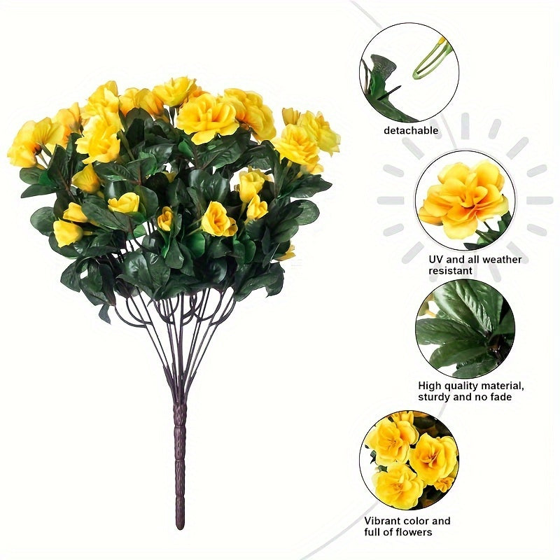 4 bunches of fake camellias are realistic and UV resistant, suitable for outdoor decoration.