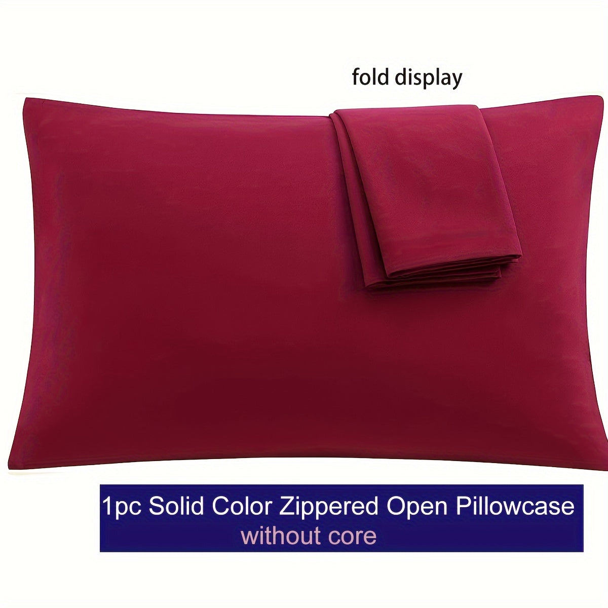 Breathable Microfiber Pillowcase with Zipper Closure- Solid Color, Various Sizes Available, Soft Texture