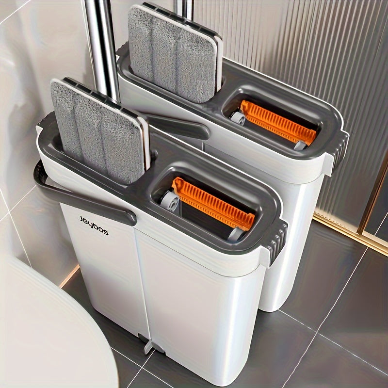 Introducing the Joybos Complete Mop & Bucket Set! This convenient set allows for hands-free washing and can be used for both dry and wet cleaning. It comes with 3 reusable microfiber pads, making it perfect for floors, yards, and bathrooms. This set also