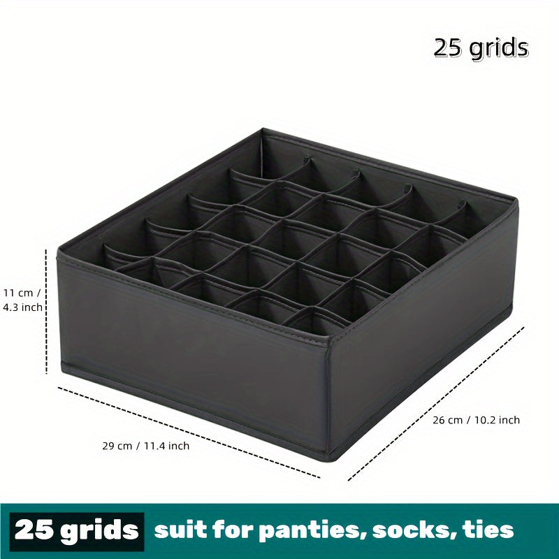 Foldable Multi-grid Underwear Drawer Organizer with Space-saving Design for Bras, Socks, and Clothes - Ideal for Wardrobe, Closet, Bedroom, Dorm or Home Storage