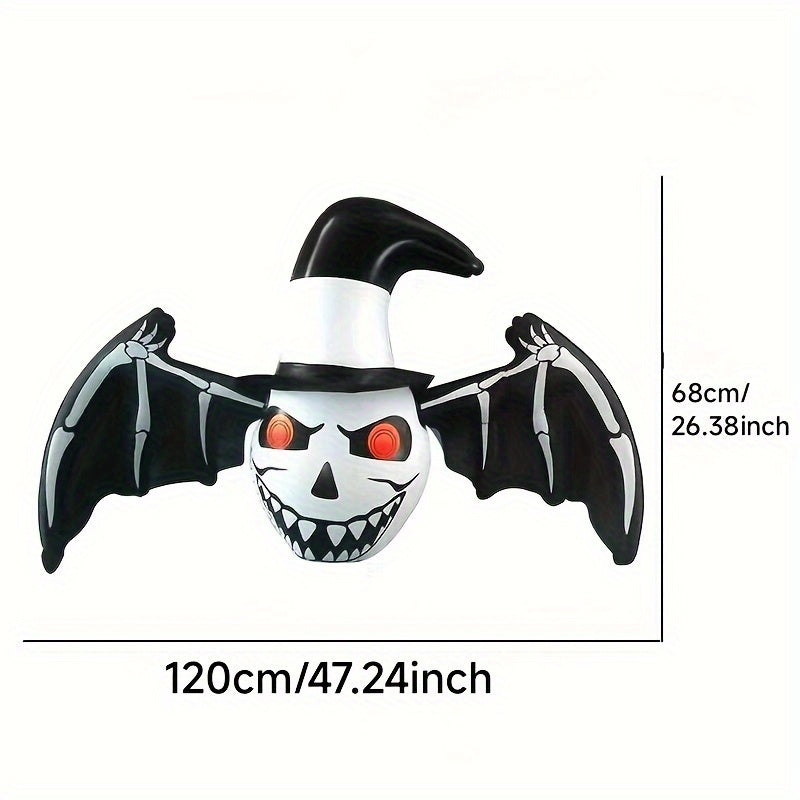 Create a Spooky Atmosphere with the Make Waves Halloween Decor - 119.38cm Inflatable Skull & Bat Ornament, Made of PVC