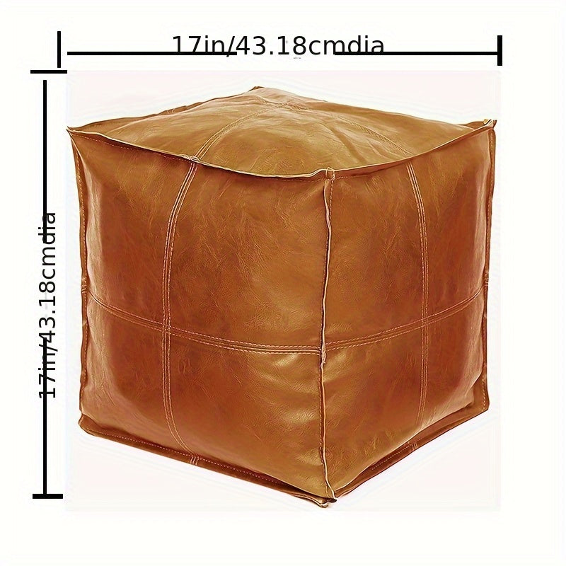 Moroccan Style Waterproof & Scratch-Resistant Faux PU Leather Pouf Ottoman Cover, 44.96cm, Unstuffed, Perfect for Living Room, Balcony, Office, Outdoor, Great Christmas Decor Gift