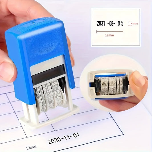 1pc Flip back ink date stamp with adjustable Japanese and Korean hand account seal, made from durable plastic material.