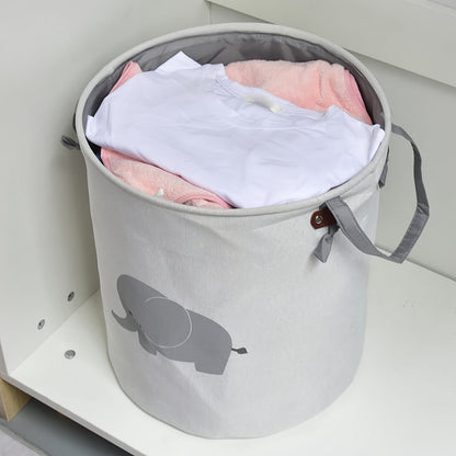 Sturdy Elephant Print Laundry Basket - Multipurpose Storage for Clothing, Toys, and More - Circular Organizer for Bedroom, Bathroom, or Living Room - Laundry Bin Built to Last