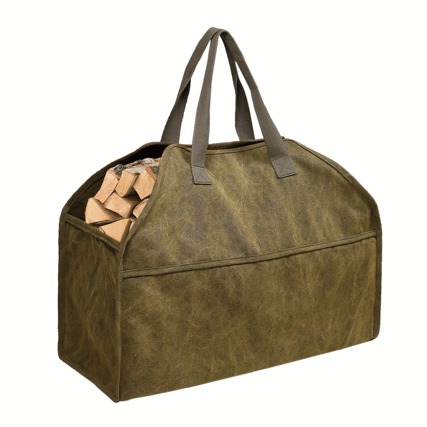 Sturdy Canvas Firewood Tote - Outdoor Storage Bag for Heating, Cooling, and Air Purifier Supplies