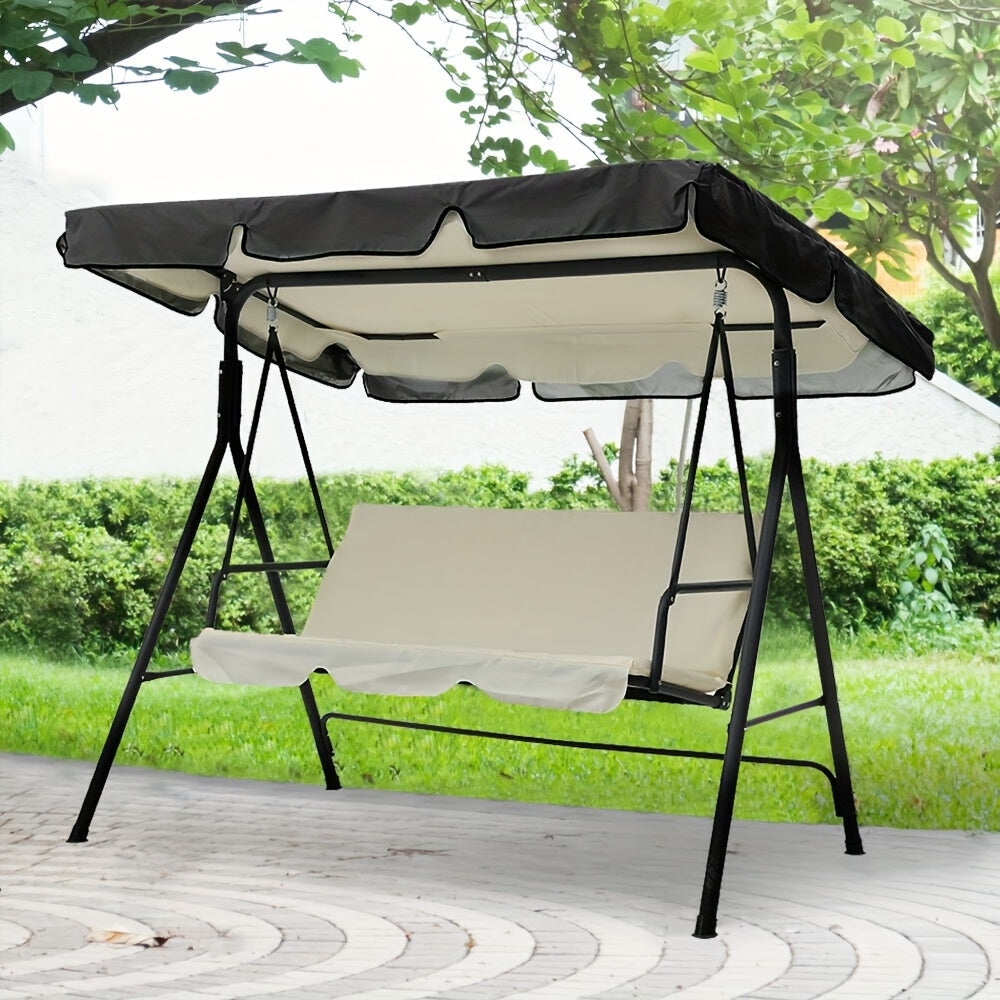 UV-protected waterproof swing canopy cover for outdoor garden patio, measuring 195x125cm with a plastic frame.