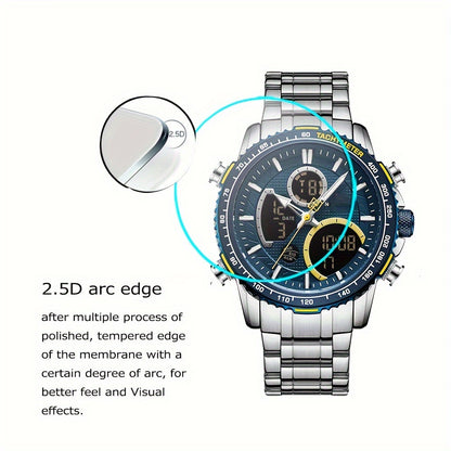 NAVIFORCE Men's Stainless Steel Wristwatch with Night Vision, Multiple Dials, Date Display - Durable and Stylish Timepiece for Outdoor Activities.