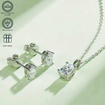 Set of 3 Elegant S925 Sterling Silver Moissanite Jewelry Pieces, Featuring Blingbling Party Style. Hypoallergenic and Includes 2CT+1CT Stones. Comes in a Gift Box, Ideal for Weddings, Anniversaries, Thanksgiving, and Year-Round Wear.