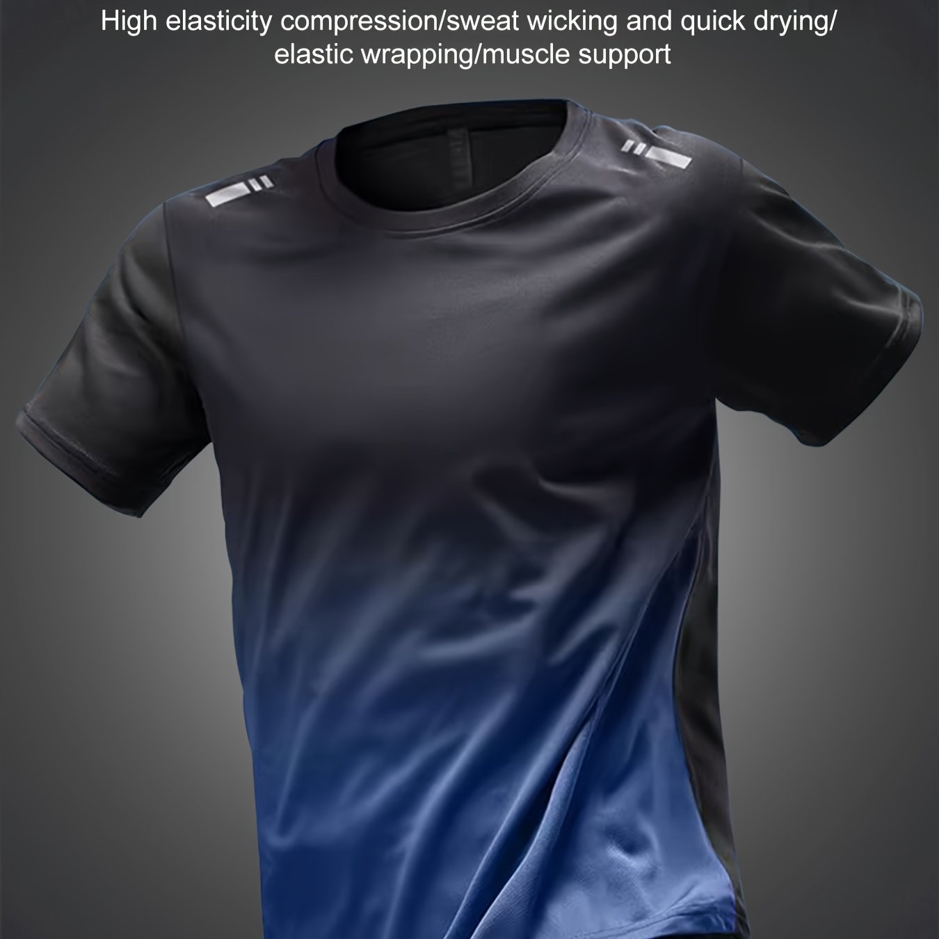 Men's loose fit gradient t-shirt with breathable mesh, short sleeves, round neck - perfect for a sporty and casual summer look.