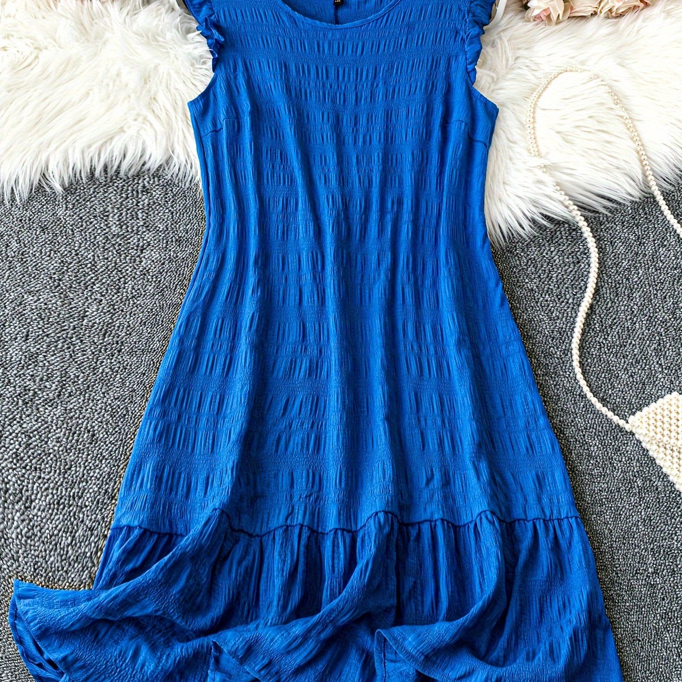 Plus Size Ruffle Hem Tank Dress, Sleeveless Casual Dress for Spring & Summer