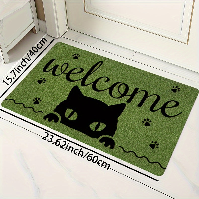 Creative Monogram Print Kitchen Mat featuring a Cute Kitten Paw Pattern, Anti-fatigue Bathroom Pad, Washable Area Rug, Perfect for Living Room Bedroom Entryway Home Decor. Great Indoors Room Supplies and Bedside Accessories. Ideal Spring Decor Gift.