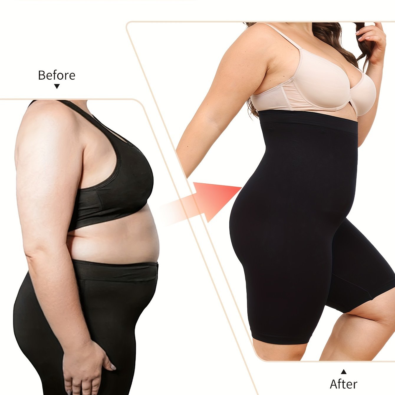 Seamless high-waisted shapewear shorts for women, providing tummy control, butt lift, and slimming effects. Ideal for yoga and fitness, made with breathable nylon blend fabric.