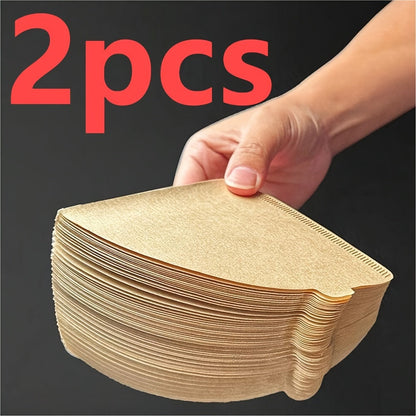 1 set of 2 coffee filter paper packets, made from 100% wooden pulp. These conical hand-pouring filter cups are designed for use in drip-style American coffee pots. Each set includes 200 filter papers.