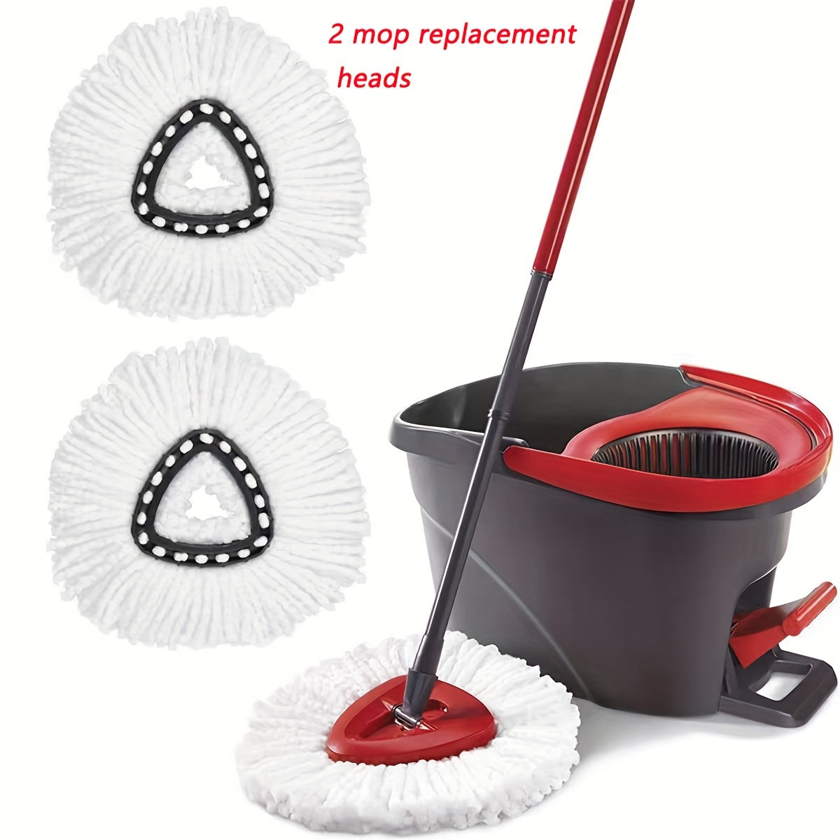 Superfine Fiber Microfiber Mop Heads, 2-Pack of Triangle Rotating Swivel Replacement Heads for Home Kitchen Cleaning. Made with Absorbent Thickened Material for Durability and Washability.