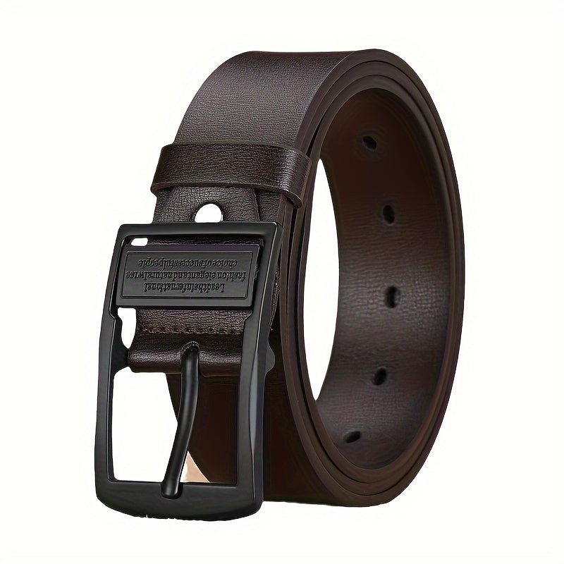 Adjustable men's faux leather belt with vintage alloy automatic buckle - a versatile fashion accessory for young to middle-aged men.