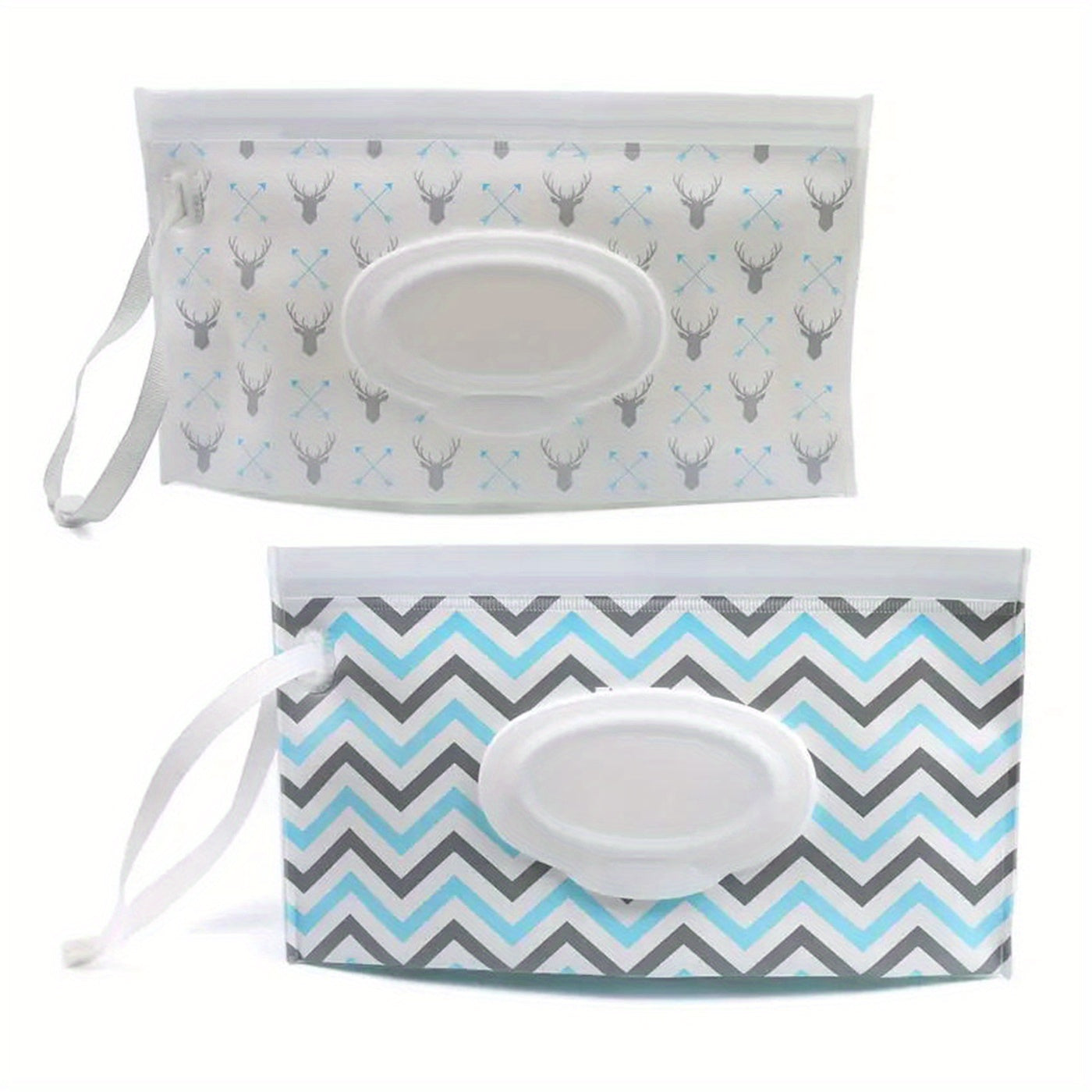 Set of 2 Wipes Containers - Reusable Portable Wet Wipe Pouches with Dispenser, Perfect for Travel and a Great Christmas, Halloween, or Thanksgiving Gift