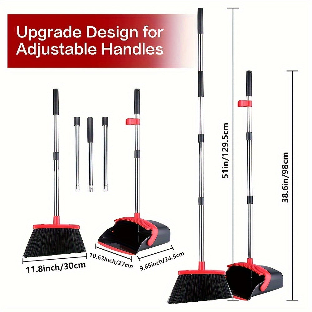 Upgrade your home cleaning routine with the 1set Upright Broom and Dustpan Set! This self-cleaning set is perfect for indoor and outdoor sweeping and is ideal for homes with pets. The set includes a 98.04cm upright broom and a 129.54cm dustpan with teeth