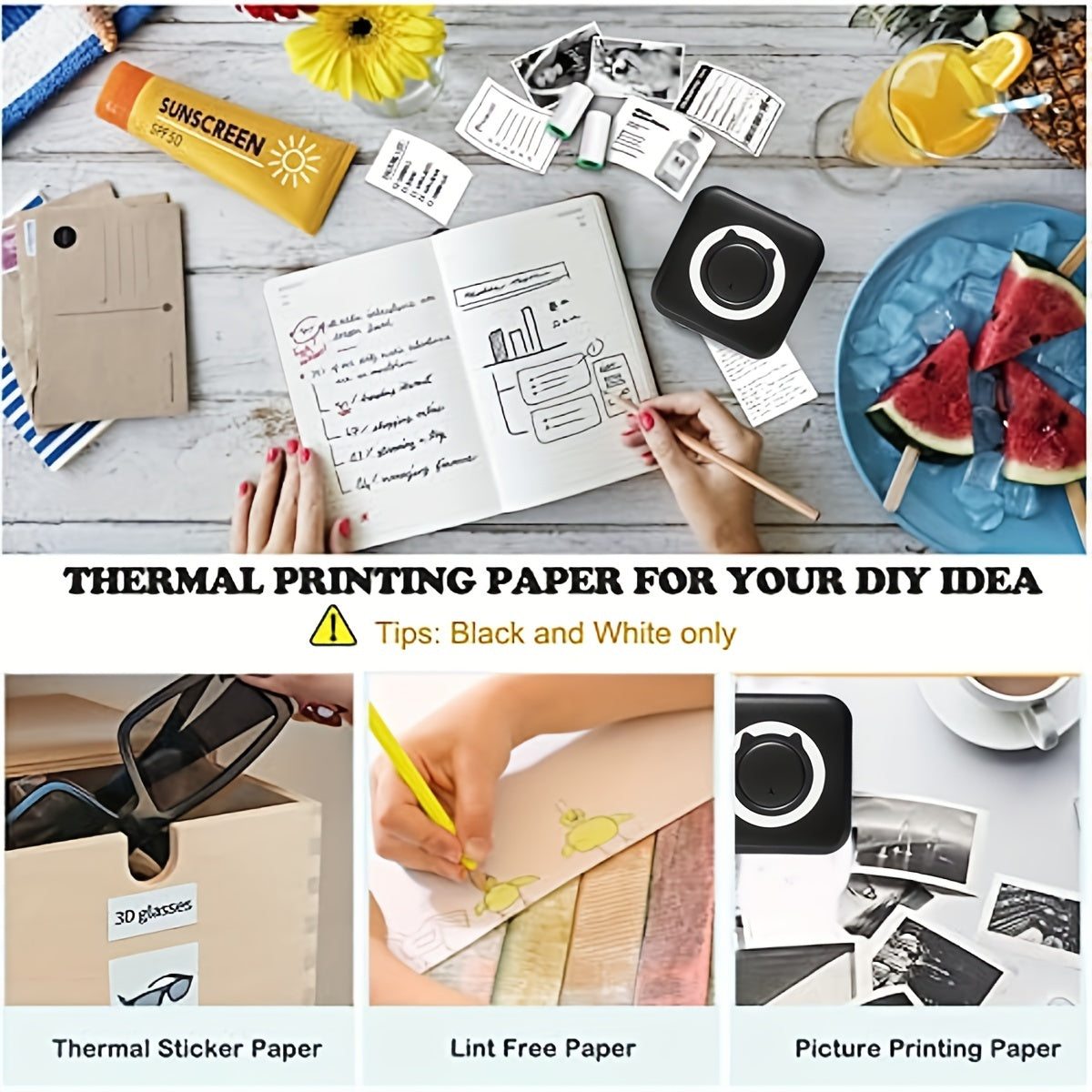 Mini thermal sticker printer for creating stickers, pocket-sized and wireless, perfect for anatomy flashcards, journals, photos, notes, and gifts.