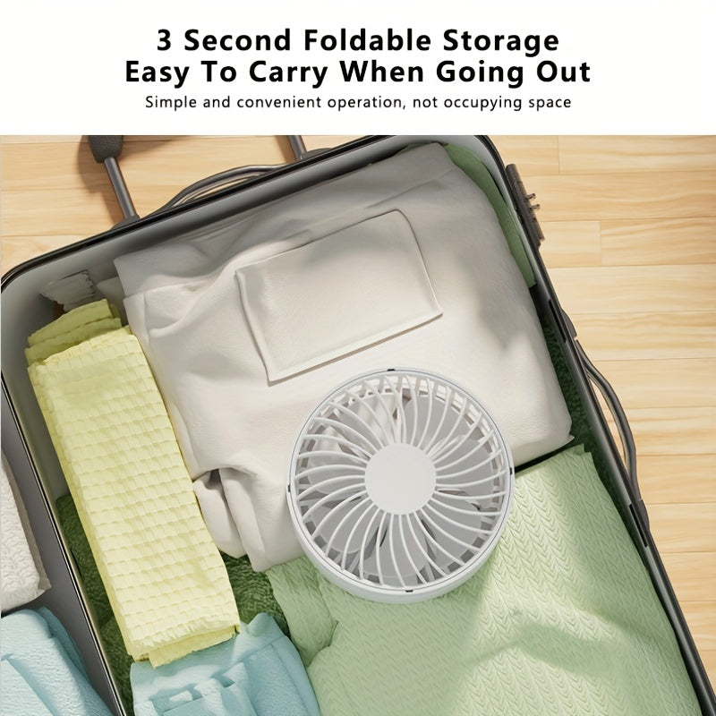 Stay cool this summer with the 1pc Kasydoff Portable Fan. This quiet and mini USB fan is perfect for use at home or in the office. Its foldable design and handle make it easy to store and transport. Enjoy a refreshing breeze wherever you go with this