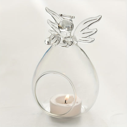 Stylish angel-shaped glass vase for hydroponics, ideal for home and kitchen decor.