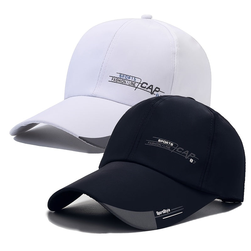 Set of two stylish men's baseball caps with unique details, perfect for gifting.