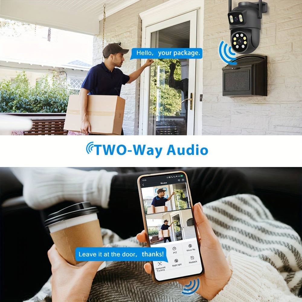 8MP Dual Camera WIFI Surveillance with Two-Way Audio, Motion Tracking, Night Vision - Indoor/Outdoor Security Monitoring with Memory Card Support