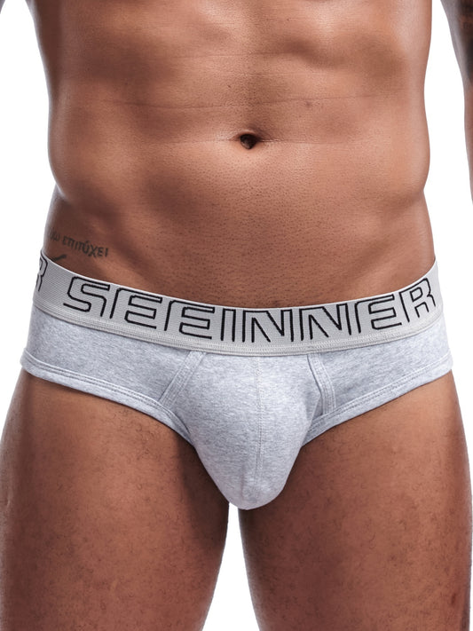 Men's trendy underwear, cotton breathable comfy briefs, low waist sexy underpants.