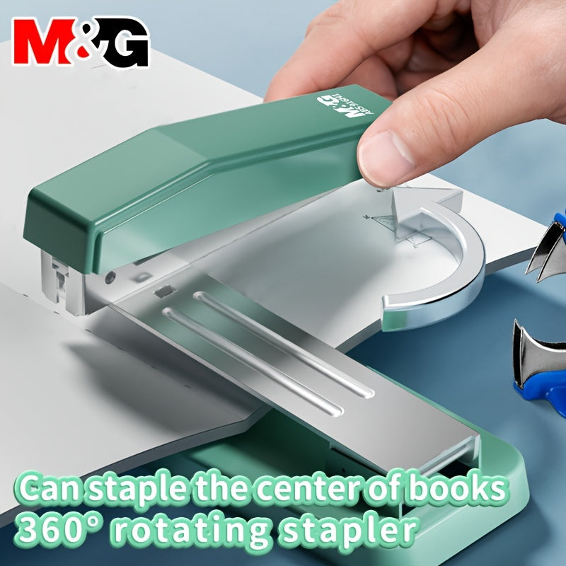 M&G Deluxe Rotating Desktop Stapler with 50-Sheet Capacity - Ideal for Home Office and Students - Multi-Functional, Easy to Use, and Durable.