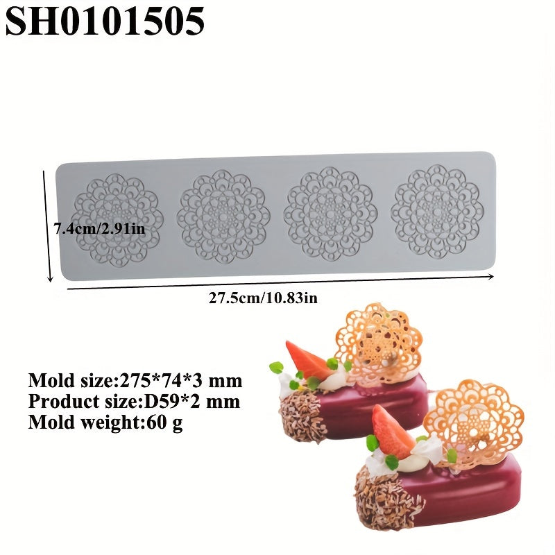 1 piece of Silicone Lace Molds for creating beautiful flower fondant designs, lace patterns on chocolate candies and cakes. Perfect for decorating cupcakes, making toppers for special occasions like weddings, birthdays, and Christmas. A must-have baking