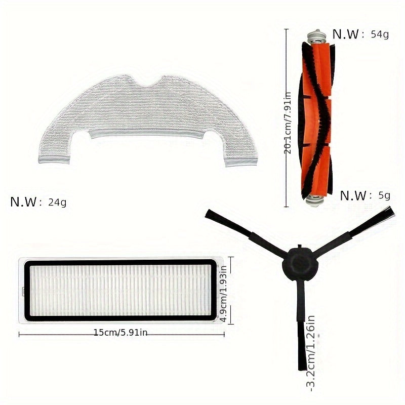 Replacement set for Dreame Bot D10 Plus, RLS3D/Z10 Pro, and L10 Plus robot vacuum, including 11 pieces of main side brush, filter, mop, and dust bag.