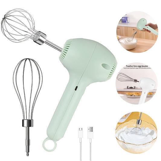 Rechargeable electric eggbeater and whisk for home bakers and professionals, cordless and portable, perfect for cakes, cookies, muffins, and more.