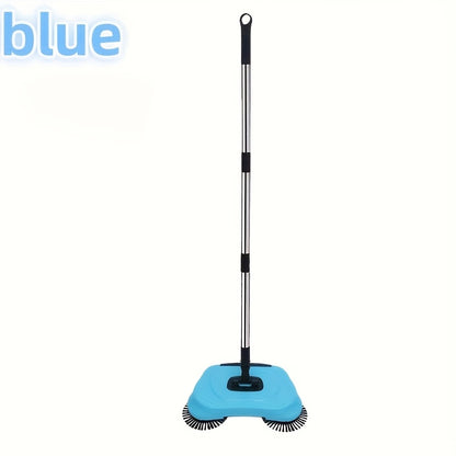 3-in-1 Manual Sweeping and Mopping Set for Hardwood Floors, Tiles, Kitchens, Bedrooms, and Office - Ideal for Pet Hair and Dust - Includes Long Handle and Polyester Brush in Blue.