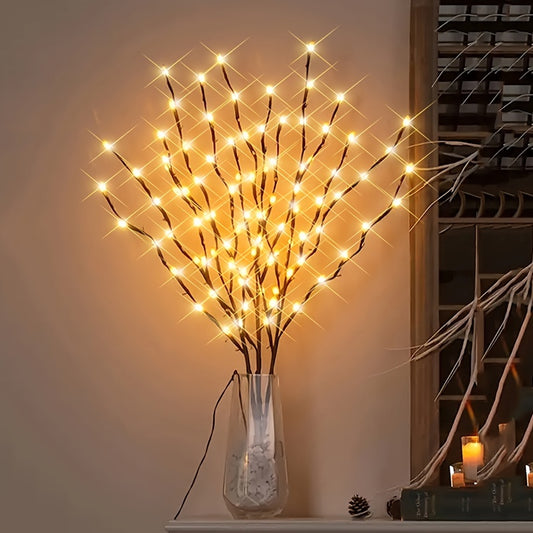 1 piece of Art Deco style 20 LED tree branch lights with geometric pattern. Freestanding tabletop decorative string lights for living room. Switch control, battery powered. Flower theme night light for bedroom, perfect for birthdays, Easter, or gifts.