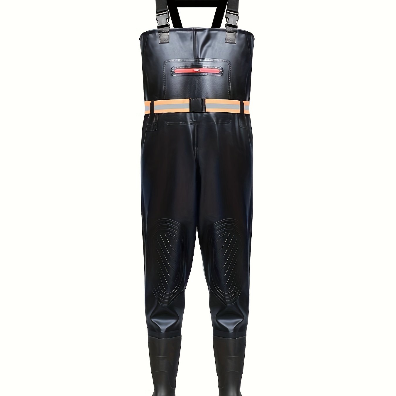 Men's waterproof jumpsuit rain pants with rain shoes and thickened half-body design for fishing and water sports.