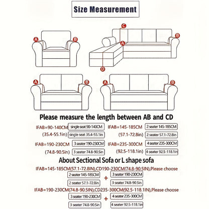 Modern printed sofa slipcover with elastic closure, made of 95% polyester and 5% spandex. Machine washable with active printing and stitched craftsmanship. Fits armchairs to sectional sofas, weighing 100-120gsm fabric.