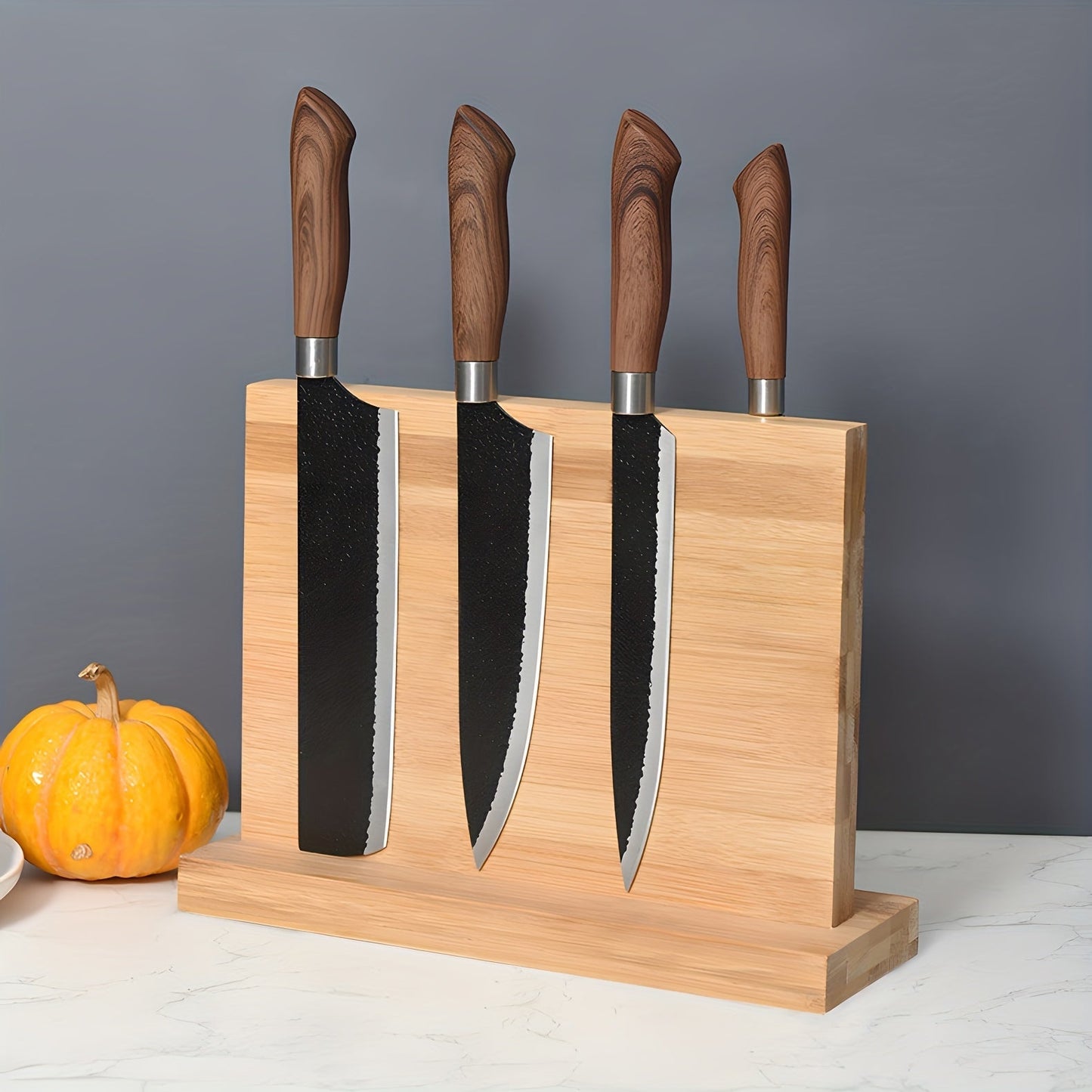 Luxurious Natural Bamboo Double-Sided Magnetic Knife Block - A Beautiful and Spacious Storage Solution for Your Knives