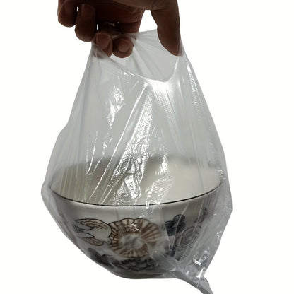 300 clear disposable food storage bags made of transparent polycarbonate material, suitable for supermarkets, convenience stores, and home use for food contact and freshness preservation.