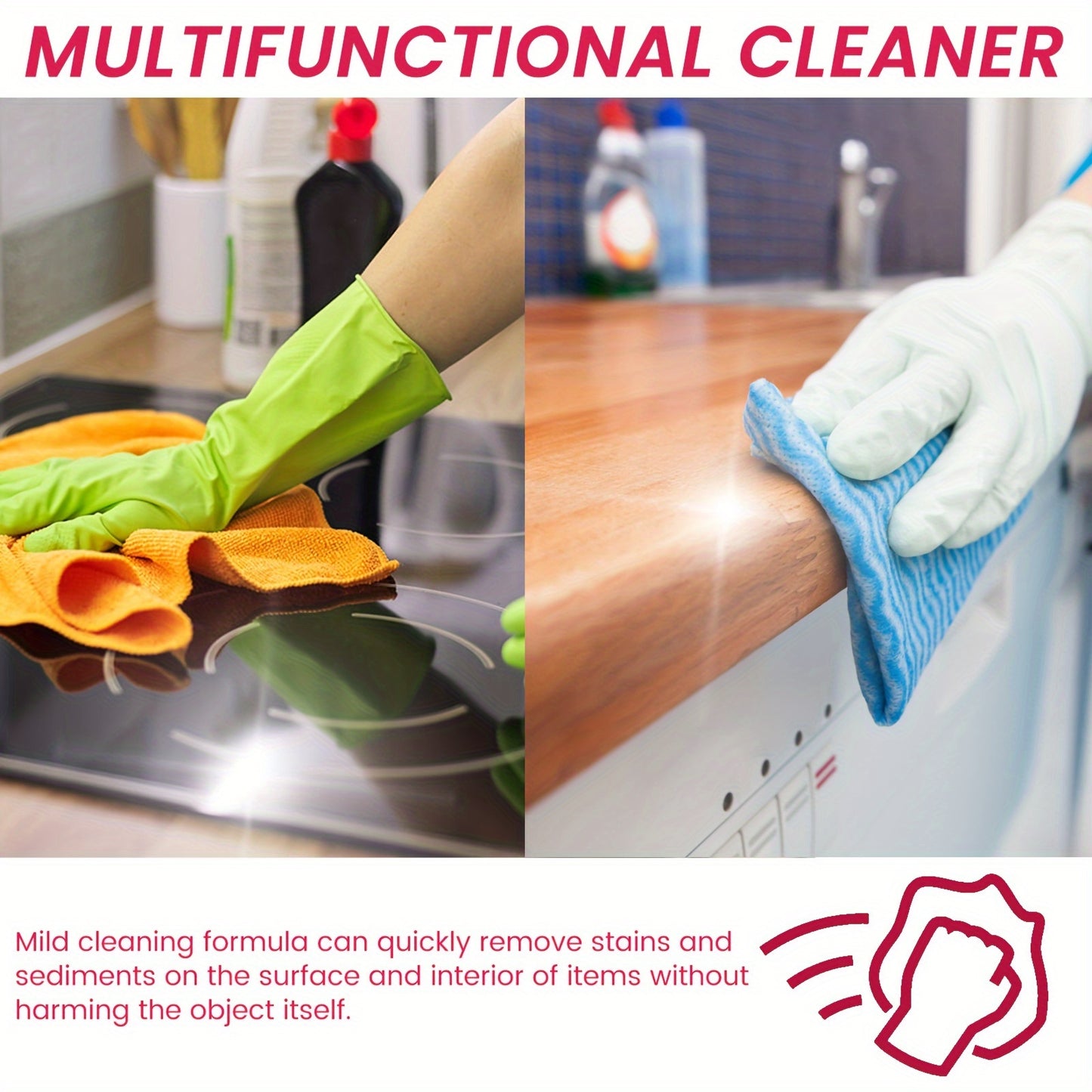 Effective stove cleaner removes grease and dirt from kitchen surfaces.