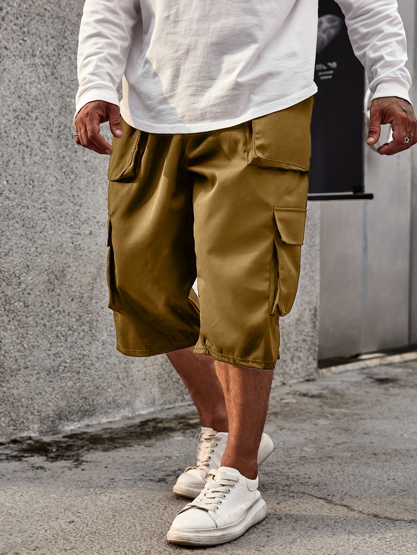 Men's Plus Size Cargo Shorts with Pockets for Summer