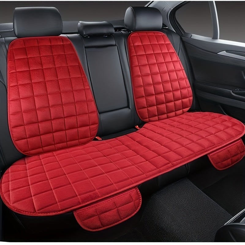 Velvet plush car seat covers with breathable protective pads for universal car interior.