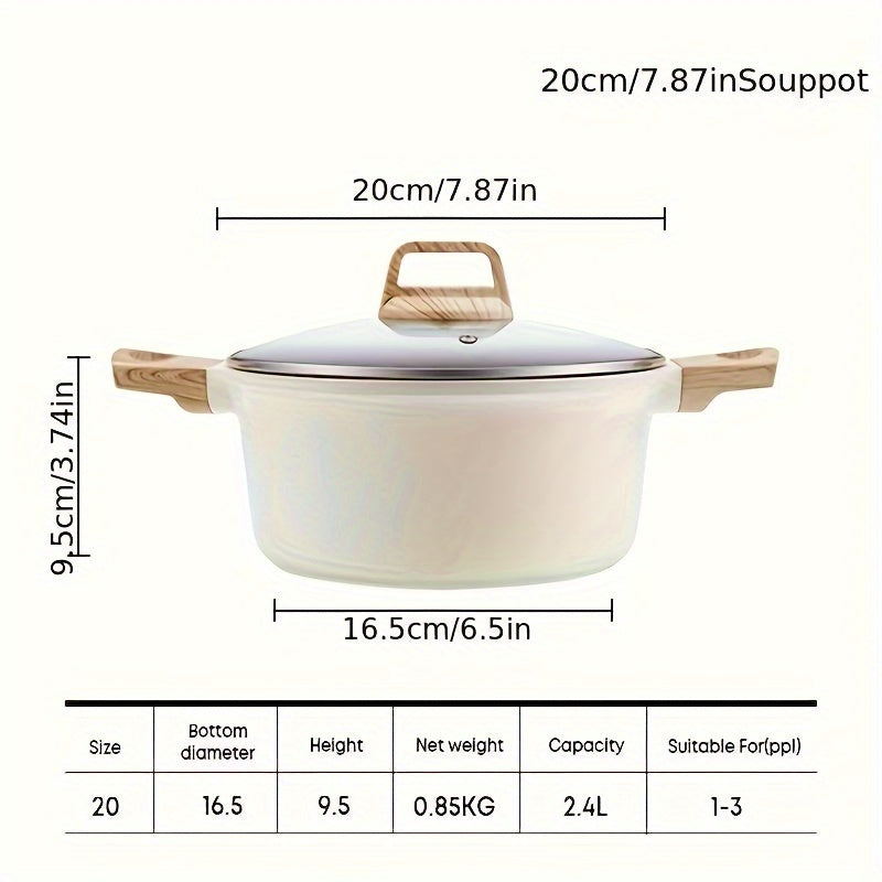 The Ecowin Non-Stick Soup Pot with Lid is perfect for all stovetops. It comes in three sizes (19.99cm, 24.0cm, 27.99cm) and features a large capacity, easy cleaning, and induction compatibility. Plus, it is PTFE & PFOA free for safe and healthy cooking.