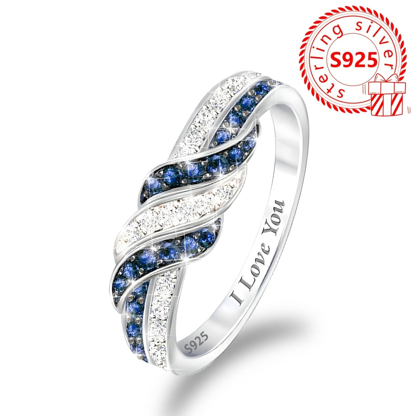 A timeless fashion ring for women with a twist, featuring a light luxury style. Made with 2.7g of 925 silver and adorned with synthetic zirconium stones, this elegant piece is perfect for banquets, weddings, engagements, and anniversary celebrations.