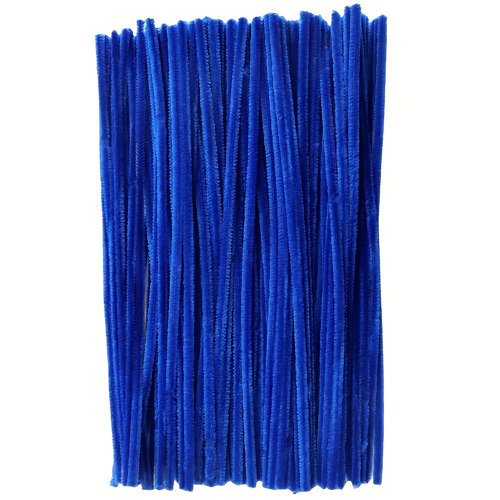 100 colorful chenille stems, 30cm long, for DIY crafts.