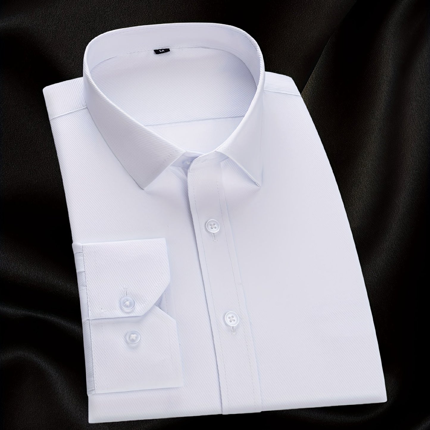 Men's classic long sleeve button up dress shirt in solid color, perfect for business and formal events.