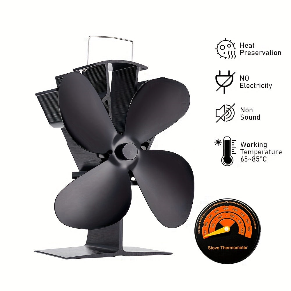 Black Fireplace Stove Fan Ecofan - Efficient Heat Distribution and Quiet Operation