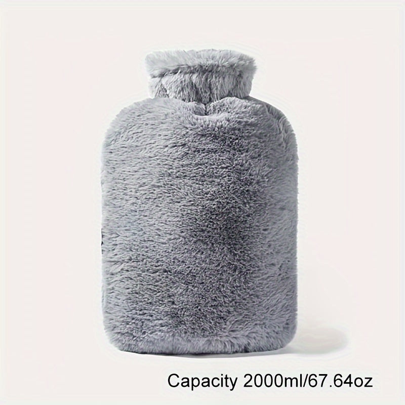 1pc PVC Plush Hot Water Bag, 1000ml/2000ml size, explosion-proof, anti-scalding, large capacity hand warmer for bed.