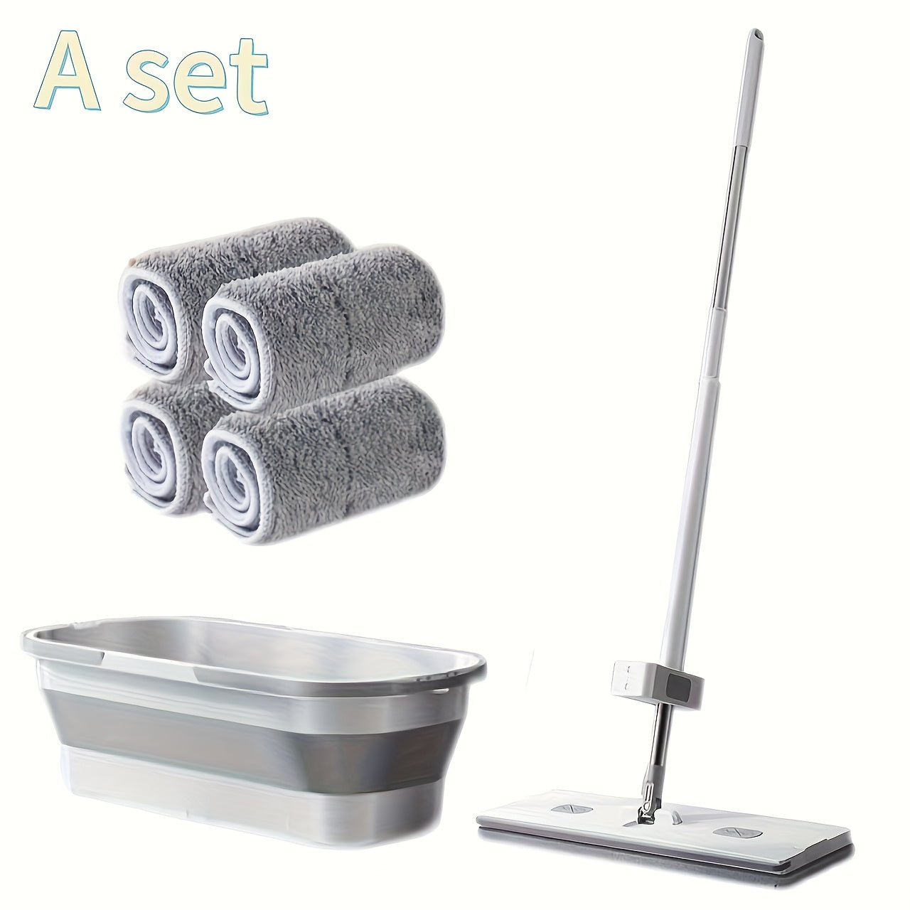 Get your hands on this convenient Household Cleaning Mop and Bucket Kit. This set includes a hands-free flat mop and a dust mop with bucket, perfect for wet and dry cleaning on tiles, marble, and wooden floors. It's the ideal cleaning solution for any