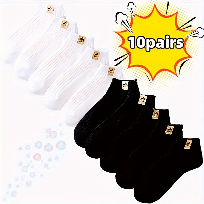 10/20/30pcs Breathable Ankle Socks with Colorful Block Design - Comfortable & Stylish for Casual Wear